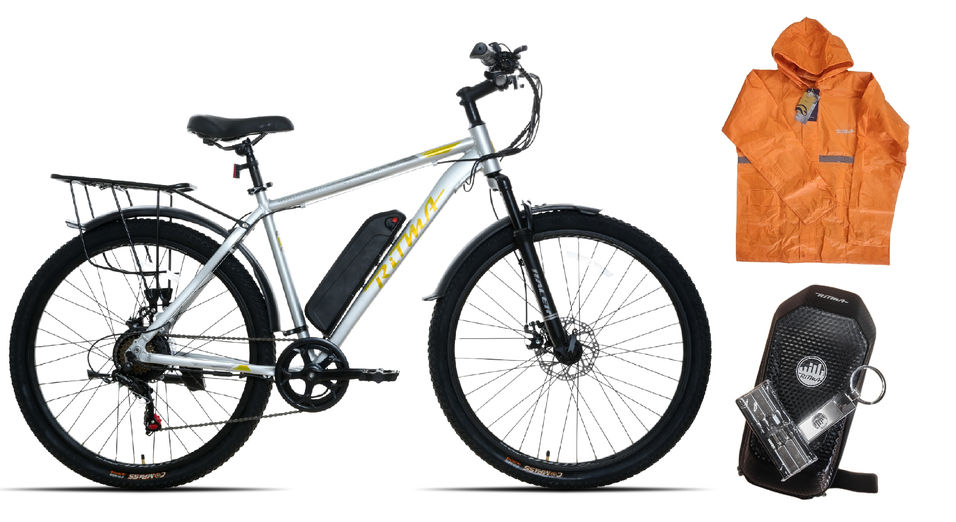 Электровелосипед Ritma MORGAN309 27.5 серебристый глянец желтый логотип 2025