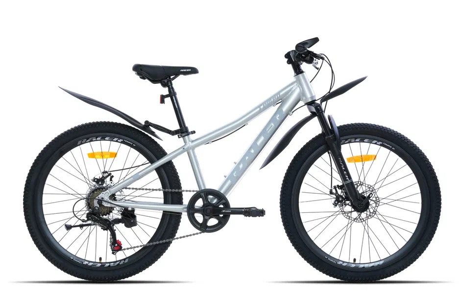 Велосипед Racer Tempo 24 серебристый глянец 2025 рост 12 (в комплекте с защитой цепи)