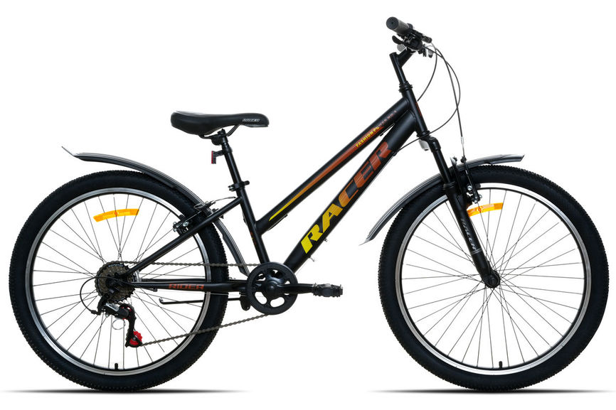 Велосипед Racer Rider 24 черный матовый 2025 рост 12 (в комплекте с защитой цепи) 