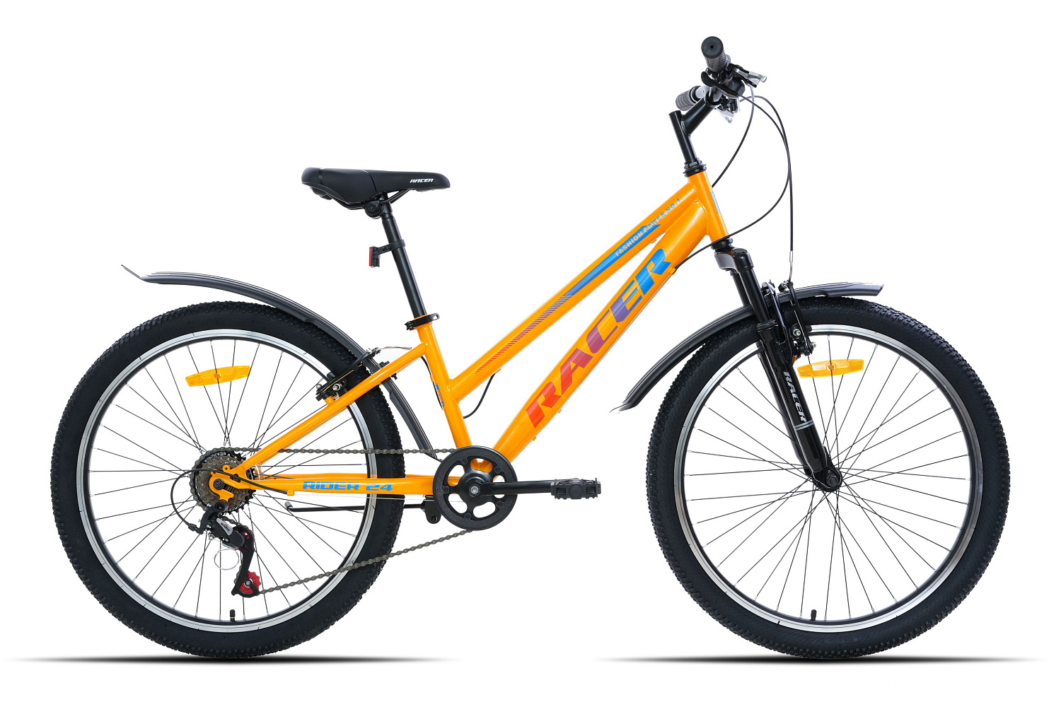 Велосипед Racer  Rider 24 12 оранжевый синий (в комплекте с защитой цепи) 2024 4810310033898,  Стран
